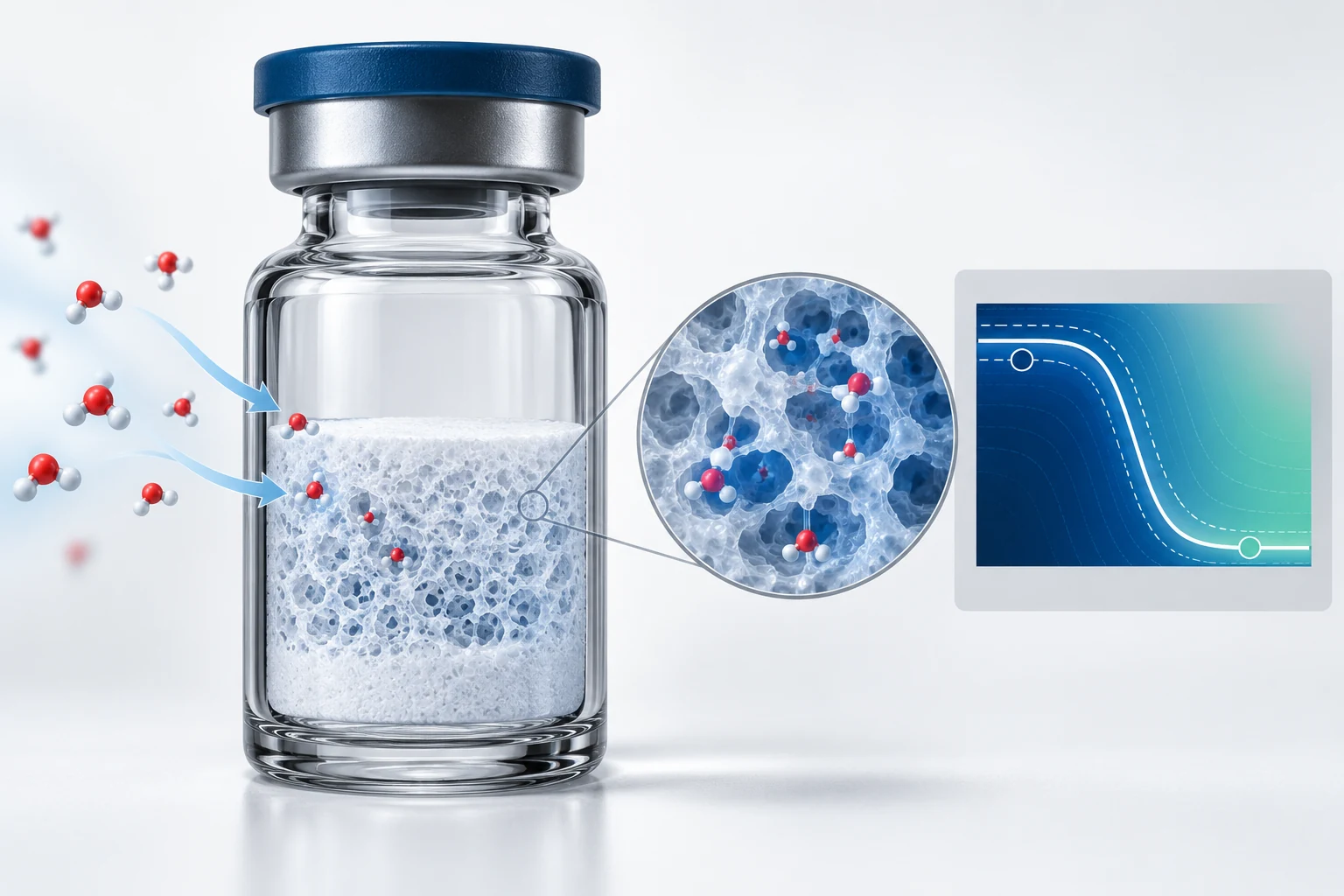Residual Moisture and Glass Transition in Lyophilized Peptide Powder technical illustration